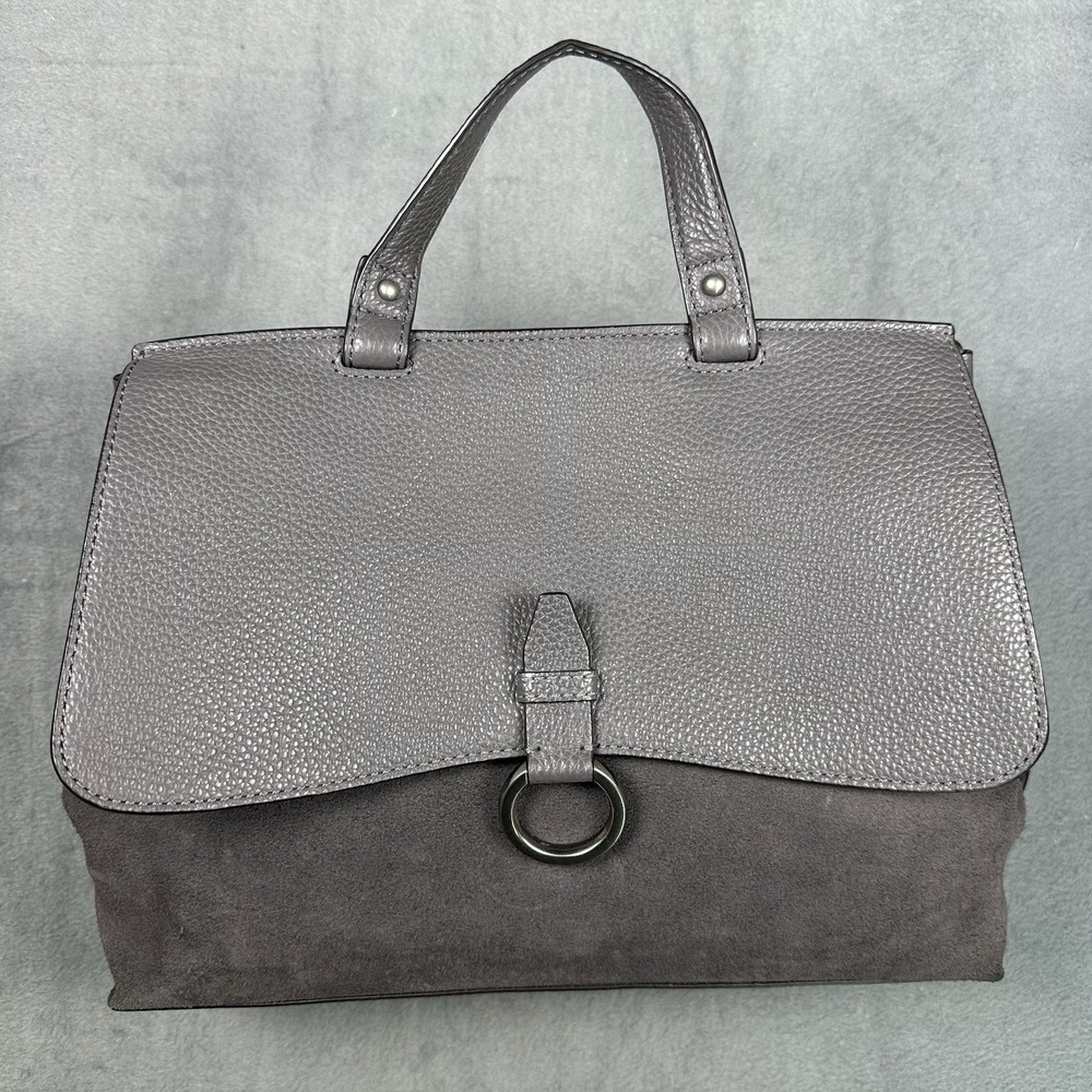 Rebecca Minkoff Keith Medium Suede and Leather Top Handle Satchel Gray